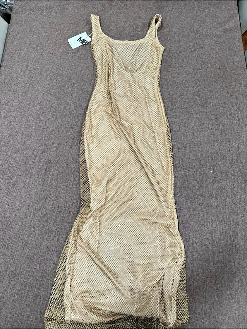 Millie Blue Diamond Square Neck Maxi Dress Maxi Dress in Beige NWT